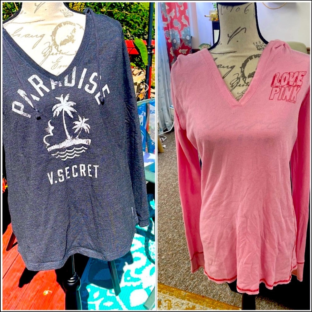 2 Victoria’s Secret long sleeved, hooded shirts